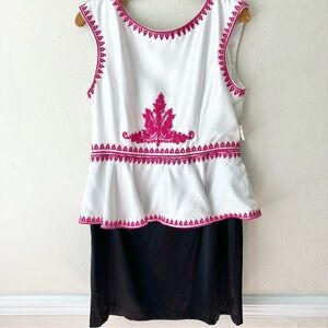 Pearl‎ by Georgina Chapman White Hot Pink Black Peplum Dress